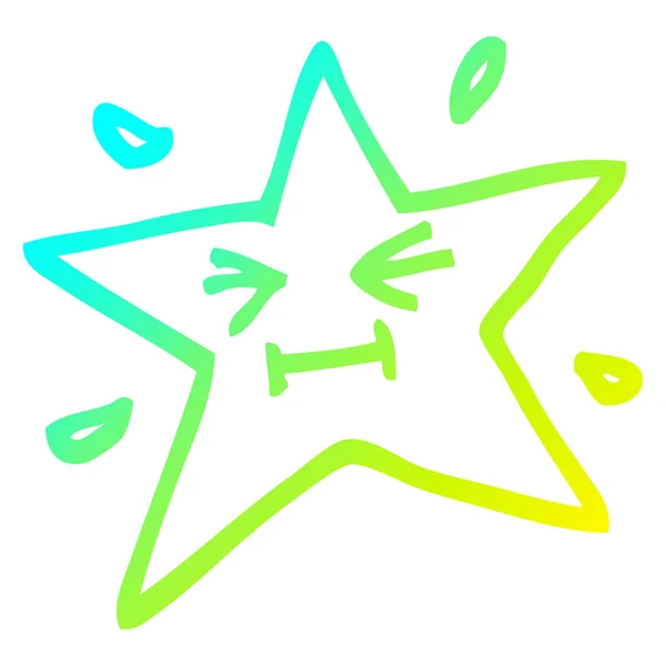 Froid dégradé ligne dessin drôle dessin animé étoile — Image vectorielle
