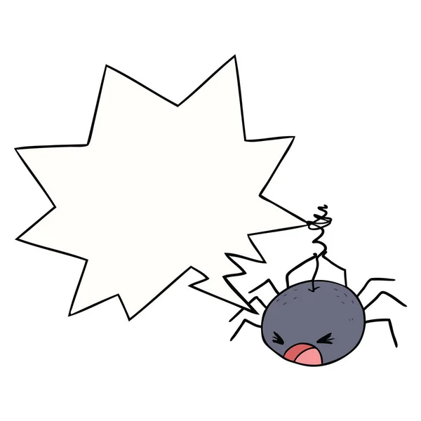 Tecknad Halloween Spider och pratbubbla — Stock vektor