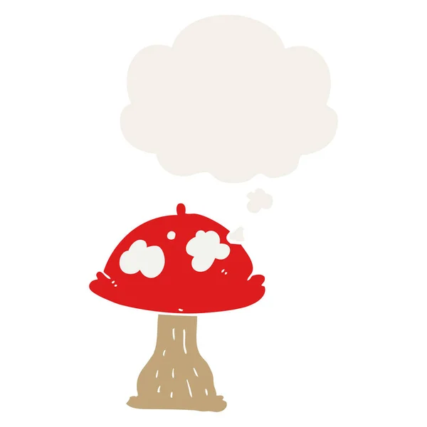 복고풍 스타일의 만화 버섯과 생각 거품 — 스톡 벡터