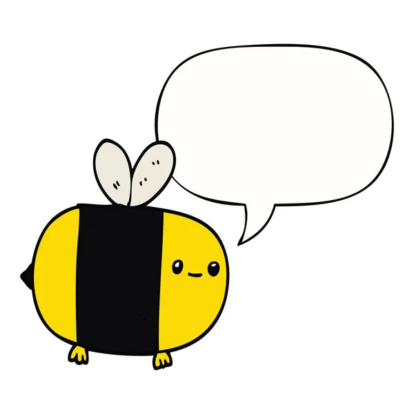 Abeja de dibujos animados lindo y burbuja del habla — Vector de stock