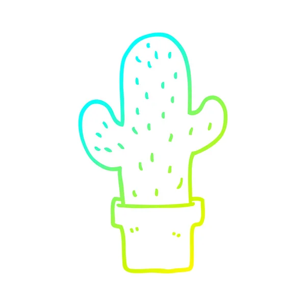 Cold gradient line drawing cartoon cactus — Stock Vector