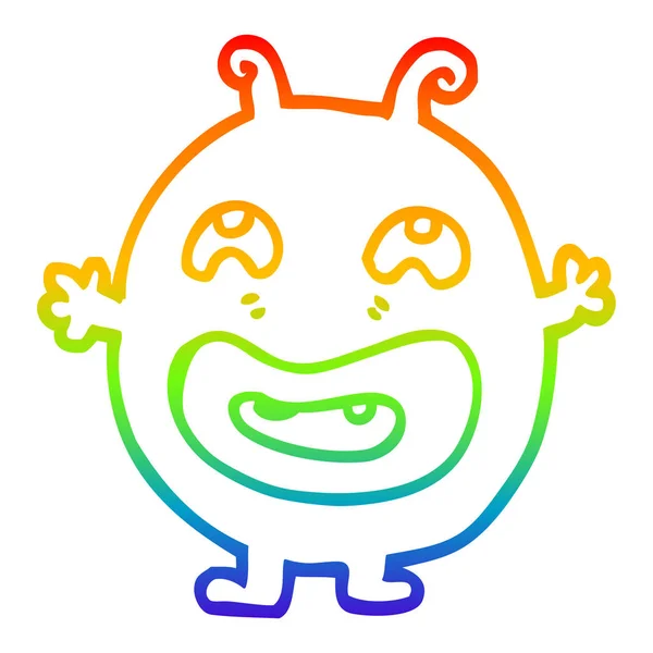 Regenbogen-Gradienten-Linie Zeichnung Cartoon Monster — Stockvektor