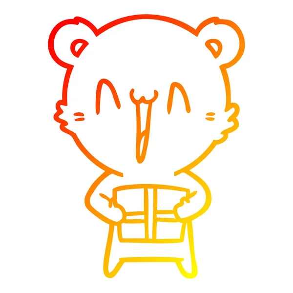 ギフト漫画で幸せなクマを描く暖かいグラデーションライン — ストックベクタ