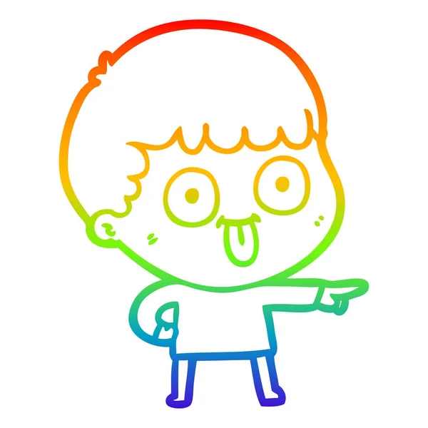 Regenboog gradiënt lijntekening cartoon man staren — Stockvector