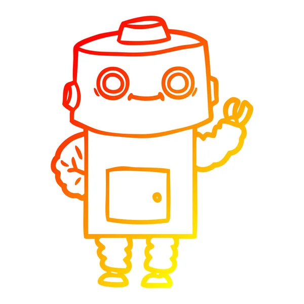 Línea de gradiente caliente dibujo robot de dibujos animados — Archivo Imágenes Vectoriales