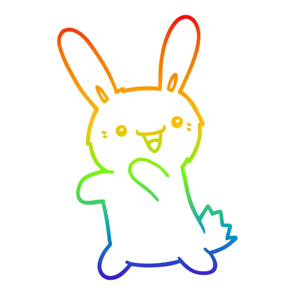 Gradient arc-en-ciel dessin ligne lapin dessin animé — Image vectorielle