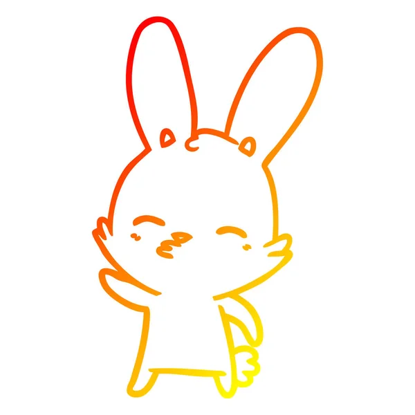 Warme Gradientenlinie Zeichnung neugierig Bunny Cartoon — Stockvektor