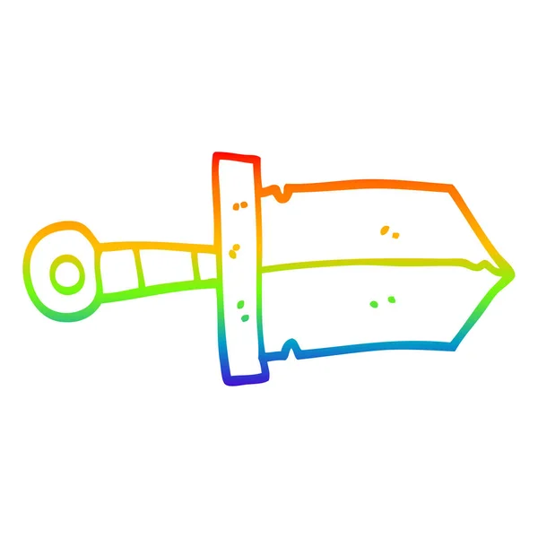Arco-íris linha gradiente desenho banda desenhada punhal — Vetor de Stock