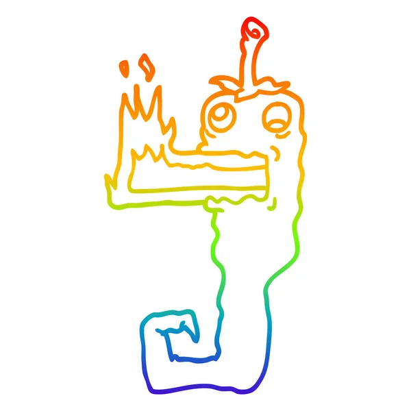 Línea de gradiente arco iris dibujo dibujos animados rojo chile picante — Archivo Imágenes Vectoriales