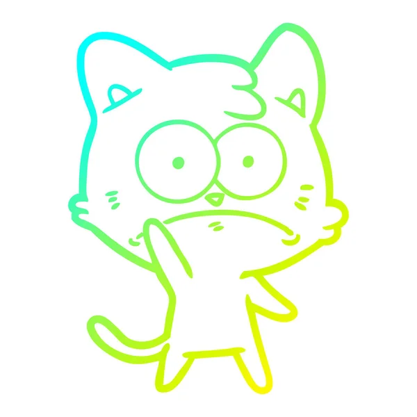 冷たいグラデーションライン描画漫画神経質な猫 — ストックベクタ
