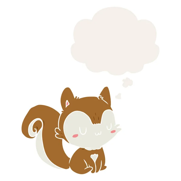 Cartoon squirrel and thought bubble in retro style — Stock Vector