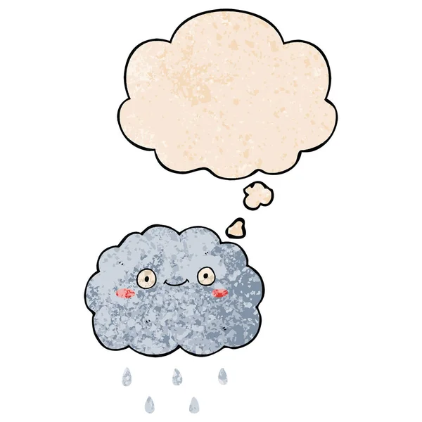 Sevimli karikatür bulut ve grunge doku desen düşünce balonu — Stok Vektör