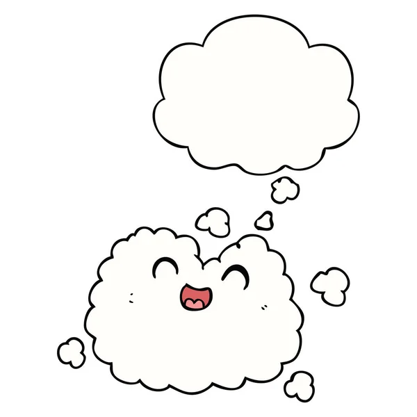 Dessin animé nuage de fumée heureux et bulle de pensée — Image vectorielle