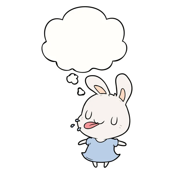 Coniglio cartone animato e bolla di pensiero — Vettoriale Stock