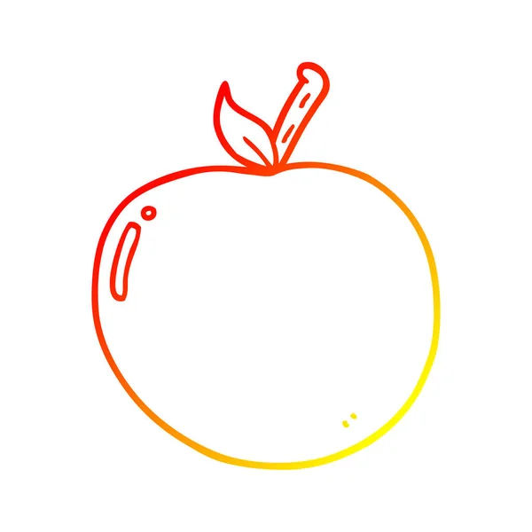 Chaud gradient ligne dessin dessin animé pomme — Image vectorielle