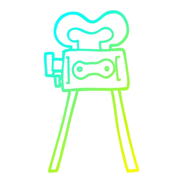Línea de gradiente frío dibujo cámara de película de dibujos animados — Vector de stock