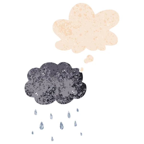 V kresleném oblaku prší a v retro stylu je bublina — Stockový vektor