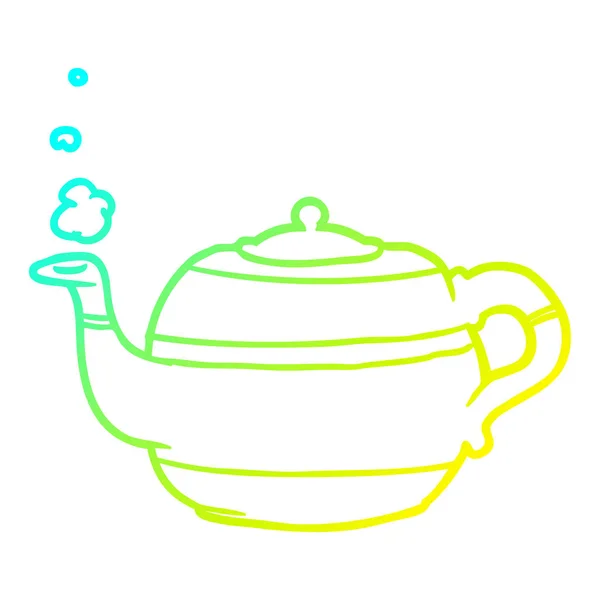 Linha de gradiente frio desenho pote de chá — Vetor de Stock
