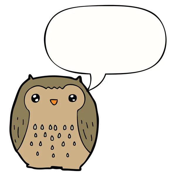 Leuke cartoon Owl en toespraak bubble — Stockvector