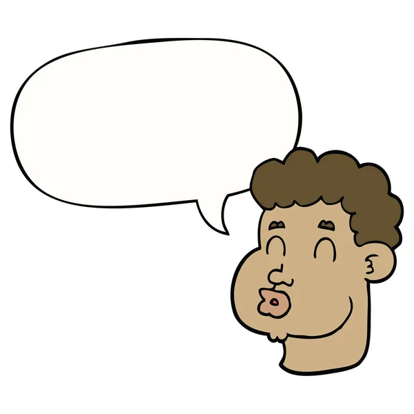 Desenho animado rosto masculino e bolha de fala — Vetor de Stock