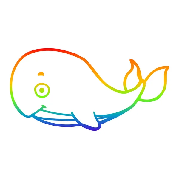 Linea gradiente arcobaleno disegno balena cartone animato — Vettoriale Stock