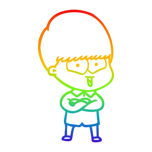 Gökkuşağı degrade çizgi çizim karikatür mutlu çocuk — Stok Vektör