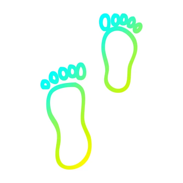 Froid gradient ligne dessin dessins animés empreintes de pieds — Image vectorielle