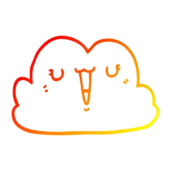 かわいい漫画の雲を描く暖かいグラデーションライン — ストックベクタ