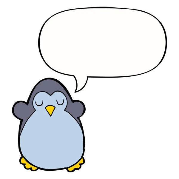 Pingüino de dibujos animados y burbuja del habla — Vector de stock