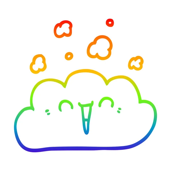 Regenbogen Gradienten Linie Zeichnung Karikatur glücklich Wolke — Stockvektor