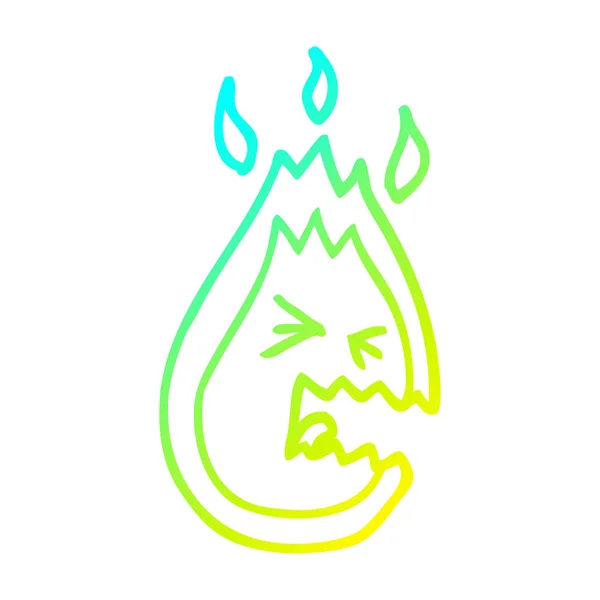 Froid gradient ligne dessin dessin animé chaud en colère flamme — Image vectorielle
