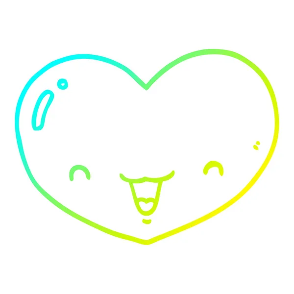 Linea gradiente freddo disegno cartone animato amore cuore personaggio — Vettoriale Stock