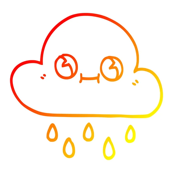 따뜻한 그라데이션 라인 그리기 만화 비 구름 — 스톡 벡터