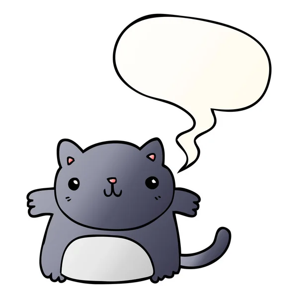 Desenho animado gato e fala bolha em estilo gradiente suave —  Vetores de Stock