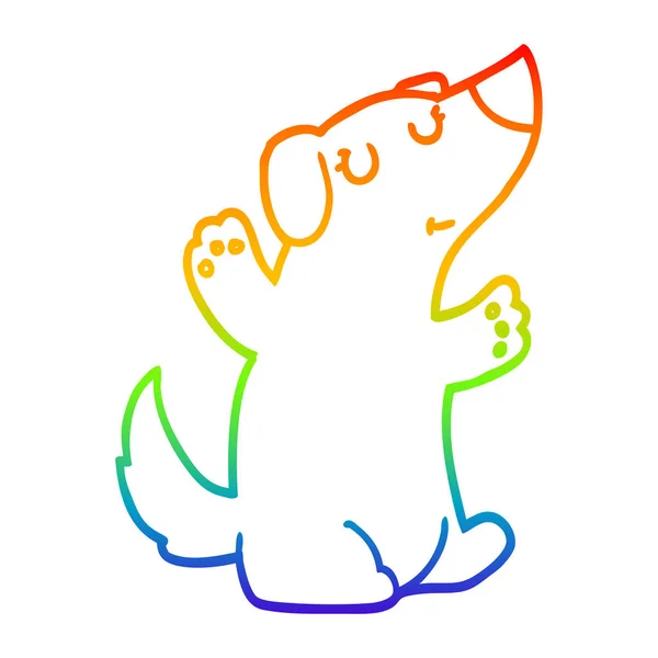 Rainbow gradient ligne dessin chien dessin animé — Image vectorielle