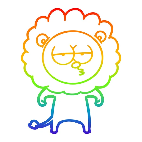 彩虹渐变线绘制卡通无聊的狮子 — 图库矢量图片