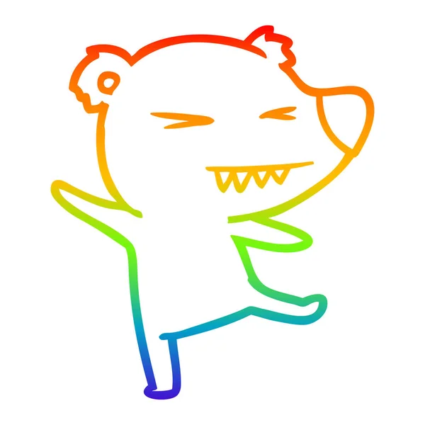 Arco-íris linha gradiente desenho dança urso polar desenhos animados — Vetor de Stock