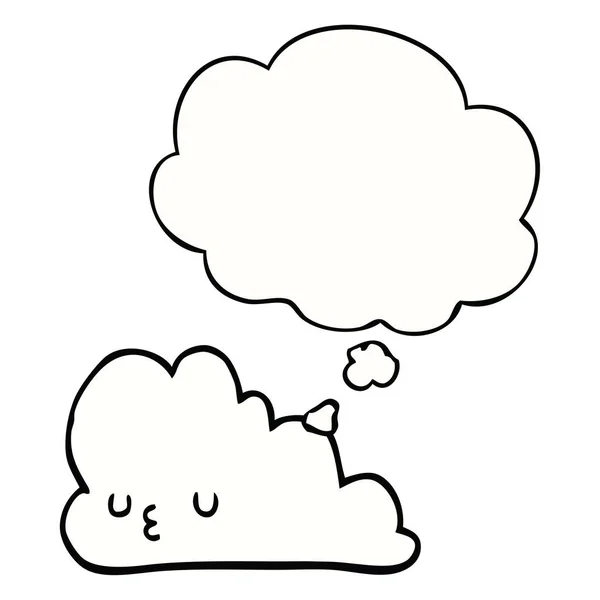 Linda nube de dibujos animados y burbuja de pensamiento — Vector de stock