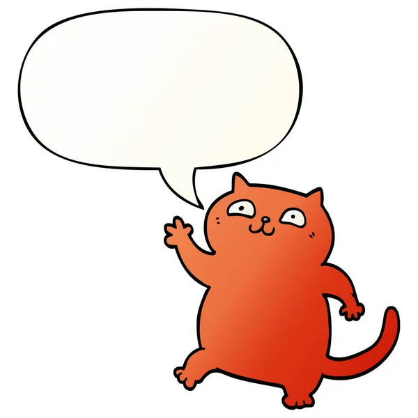 Kot kreskówki i bańka mowy w gładkim stylu gradientu — Wektor stockowy