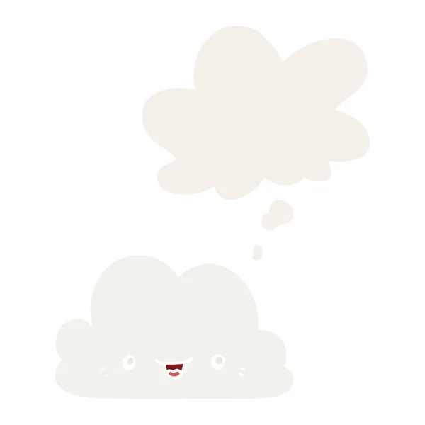 レトロなスタイルでかわいい漫画の雲と思考バブル — ストックベクタ