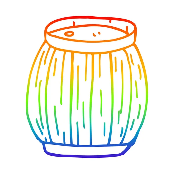 Arco-íris linha gradiente desenho desenho desenho animado barril de cerveja — Vetor de Stock