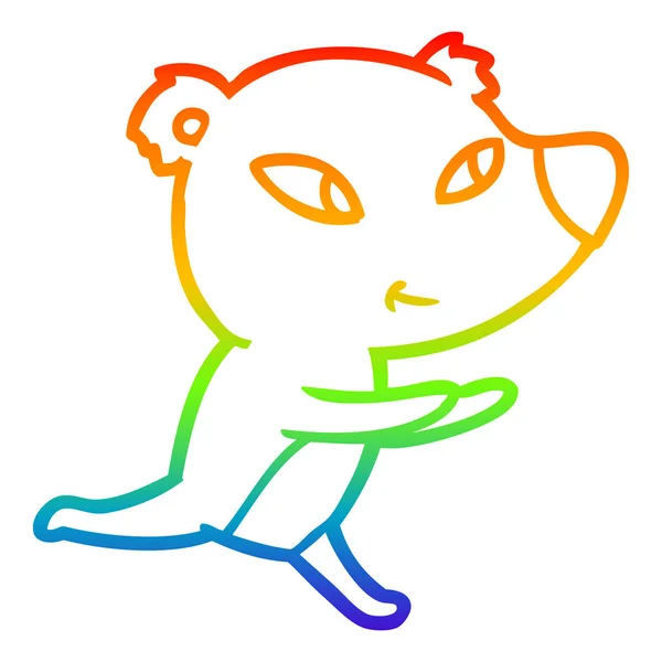 Rainbow gradient ligne dessin mignon dessin animé ours — Image vectorielle