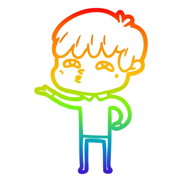 Linea gradiente arcobaleno disegno cartone animato uomo curioso — Vettoriale Stock