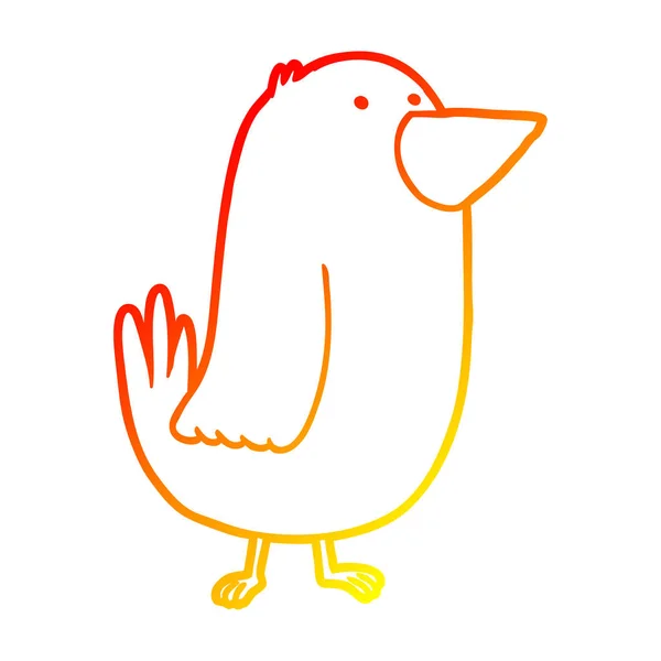 Warme kleurovergang lijntekening cartoon vogel — Stockvector