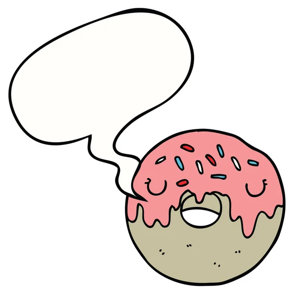 Cartoon donut and speech bubble — Stock Vector