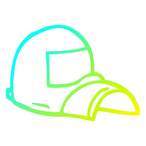 Línea de gradiente frío dibujo de dibujos animados gorra de béisbol — Vector de stock