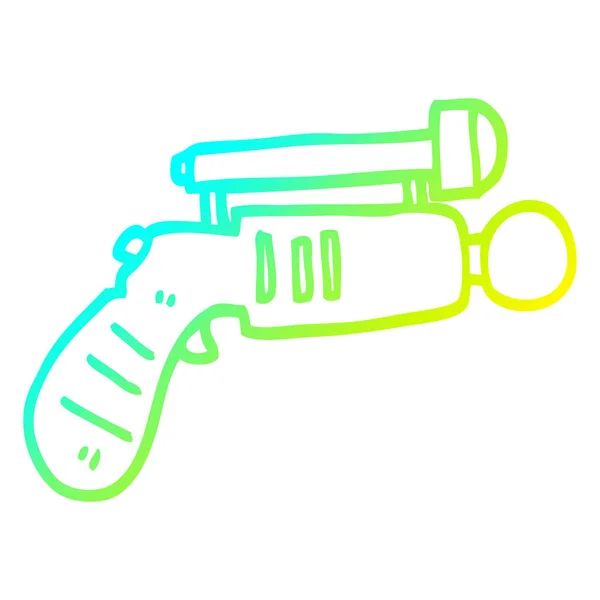 Kalte Gradientenlinie Zeichnung Cartoon ray gun — Stockvektor