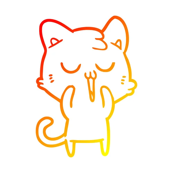 暖かいグラデーションライン描画かわいい漫画の猫 — ストックベクタ