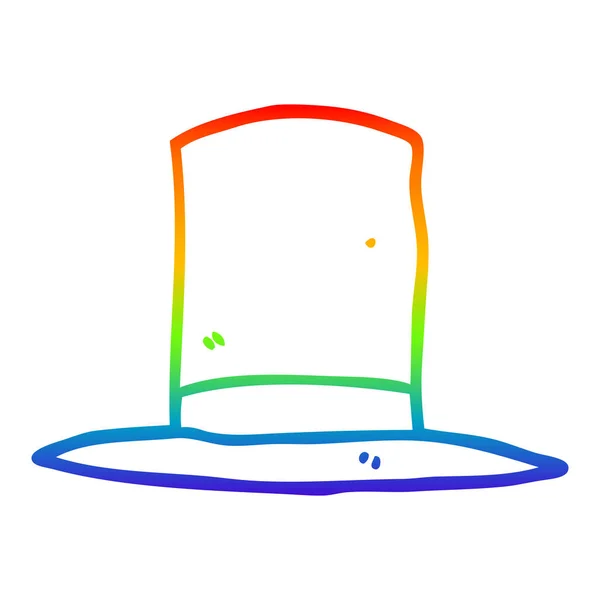 Arco iris gradiente línea dibujo dibujos animados sombrero de copa — Archivo Imágenes Vectoriales