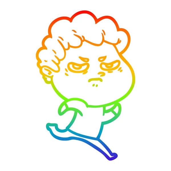 Rainbow gradient ligne dessin dessin animé homme en colère — Image vectorielle